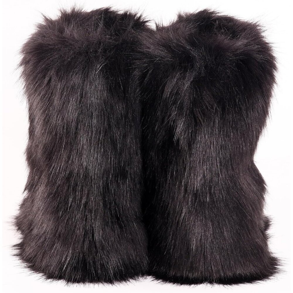 Womens Winter Snow Boots Knee High Faux Fur Lined Flat Heel Warm Shoes - Picture 8 of 8